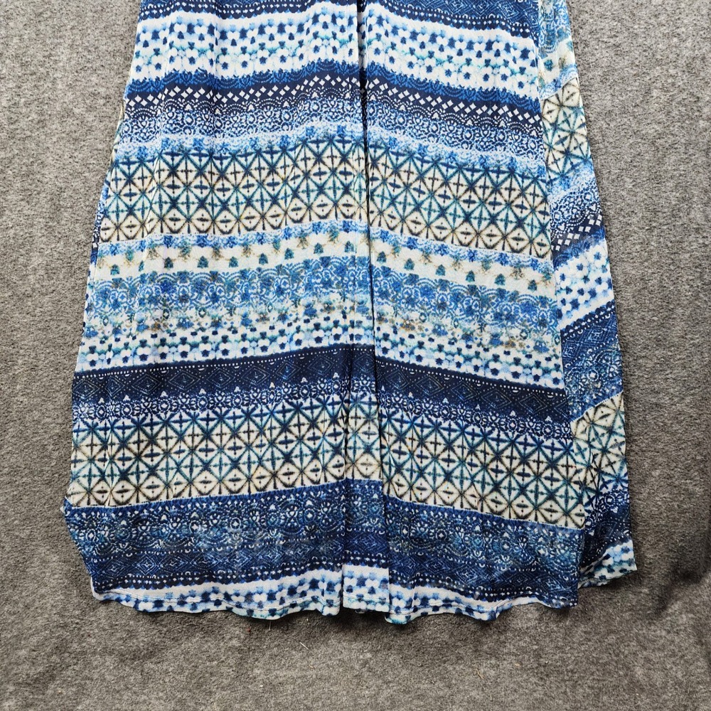 Cato Maxi Dress Women Medium Blue White Beaded Halter Geometric‎ Tile Print Boho - Picture 4 of 11